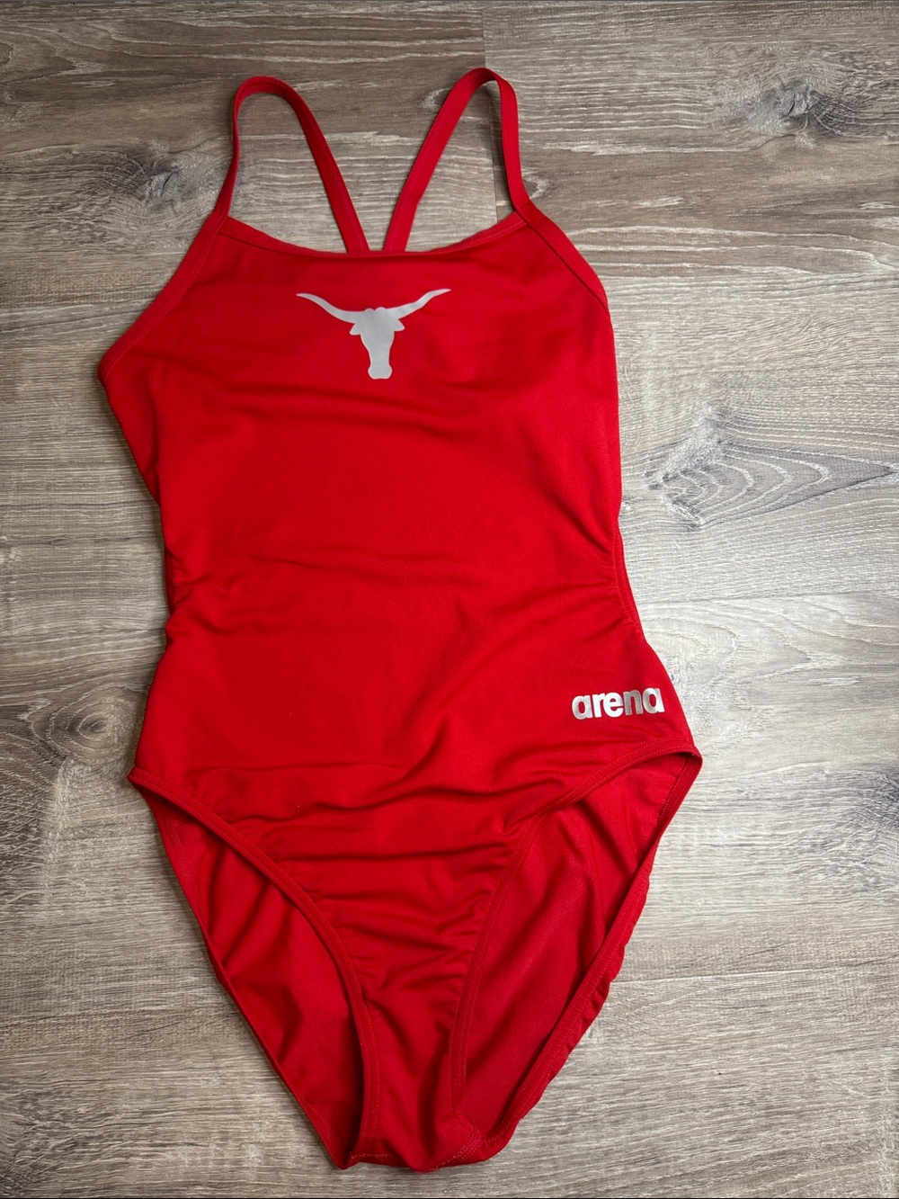 Arena Women’s Red One-Piece Swim Suit with Graphic Logo